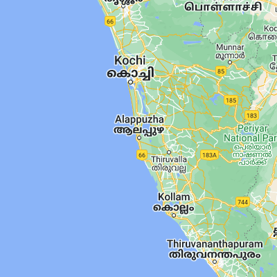 Map showing location of Alleppey (9.490040, 76.326400)