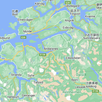 Map showing location of Åndalsnes (62.567490, 7.687090)