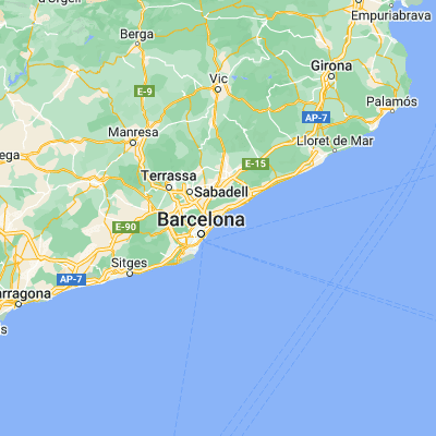 Map showing location of Badalona (41.450040, 2.247410)