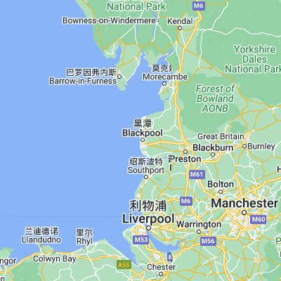 Map showing location of Blackpool (53.816670, -3.050000)