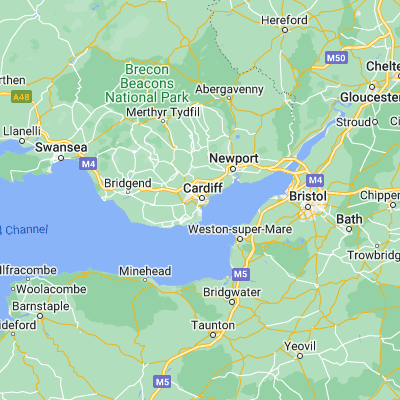 Map showing location of Cardiff (51.480000, -3.180000)