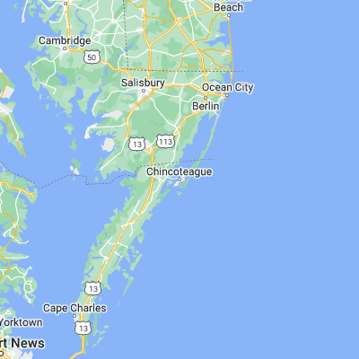 Map showing location of Chincoteague (37.933180, -75.378810)