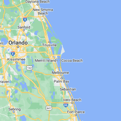 Map showing location of Cocoa Beach (28.320550, -80.609220)