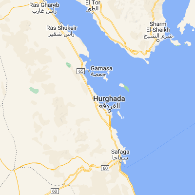 Map showing location of El Gouna (27.394170, 33.678250)