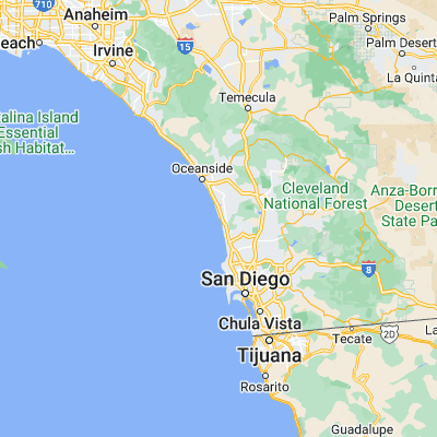 Map showing location of Encinitas (33.036990, -117.291980)