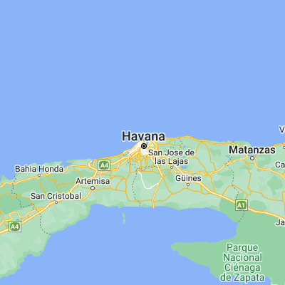 Map showing location of Havana (23.133020, -82.383040)