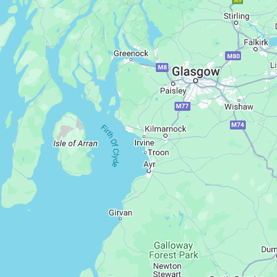 Map showing location of Irvine Bay (55.600000, -4.716670)