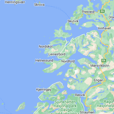 Map showing location of Leinesfjorden (67.775480, 15.015450)