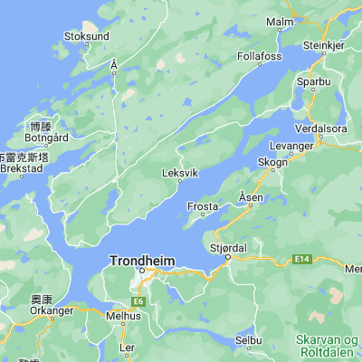 Map showing location of Leksvik (63.672480, 10.626600)