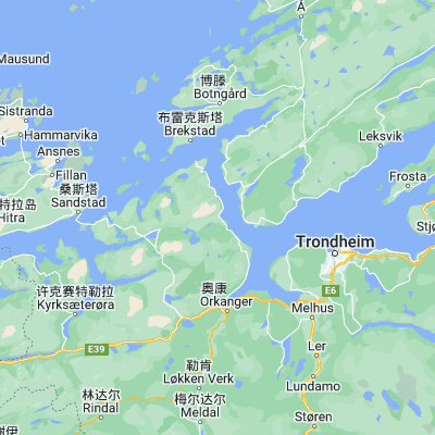 Map showing location of Lensvik (63.513890, 9.806110)