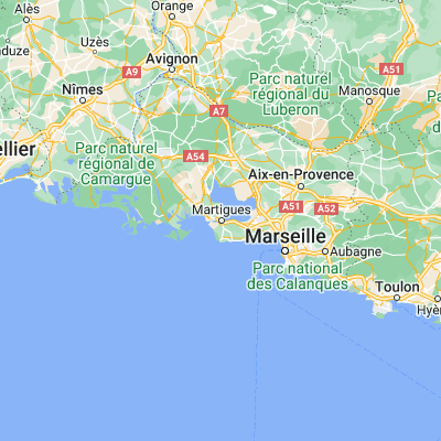 Map showing location of Martigues (43.407350, 5.055260)