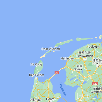 Map showing location of Oost-Vlieland (53.297030, 5.074310)