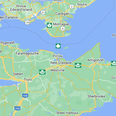 Map showing location of Pictou (45.678750, -62.709360)