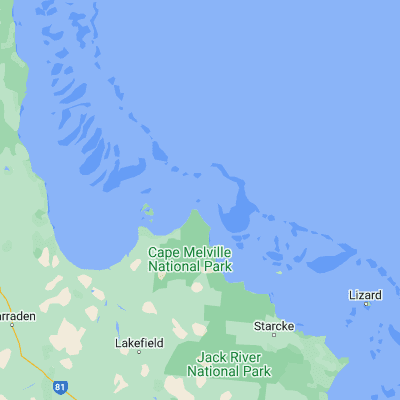 Map showing location of Pipon Island (-14.118060, 144.528610)