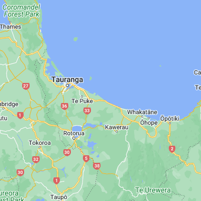 Map showing location of Pukehina (-37.816670, 176.533330)