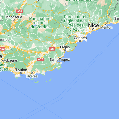 Map showing location of Sainte-Maxime (43.309070, 6.638490)