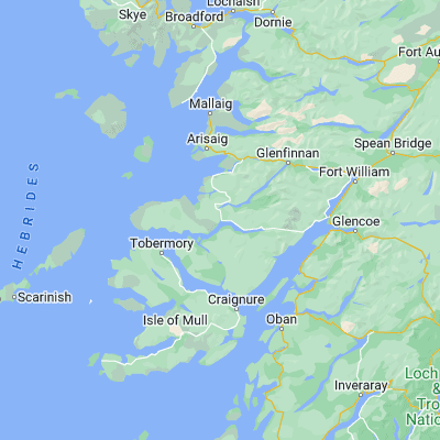 Map showing location of Salen (Loch Sunart) (56.716670, -5.783330)