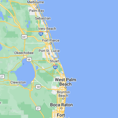 Map showing location of Seminole Shores (27.181720, -80.165600)