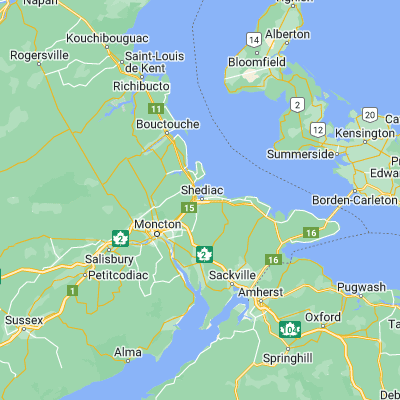 Map showing location of Shediac (46.219810, -64.541070)