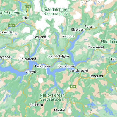 Map showing location of Sogndal (61.228290, 7.100260)