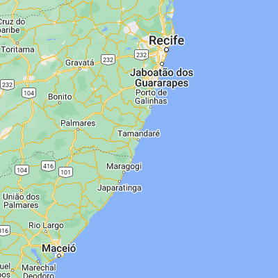 Map showing location of Tamandaré (-8.756320, -35.099950)