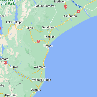 Map showing location of Timaru (-44.400000, 171.250000)