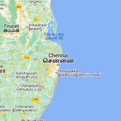 Map showing location of Tiruvottiyūr (13.157780, 80.304170)