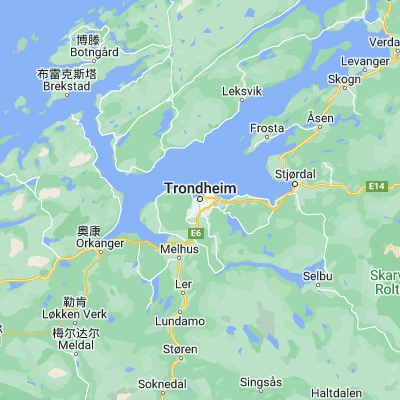 Map showing location of Trondheim (63.430490, 10.395060)