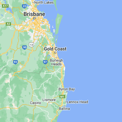 Map showing location of Tugun (-28.150000, 153.500000)