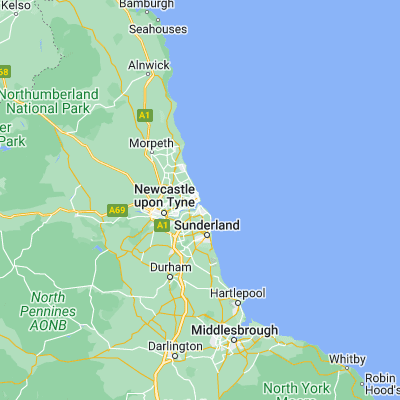 Map showing location of Tynemouth (55.017880, -1.425590)