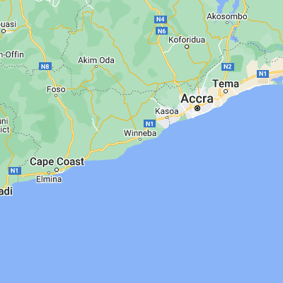 Map showing location of Winneba (5.351130, -0.623130)