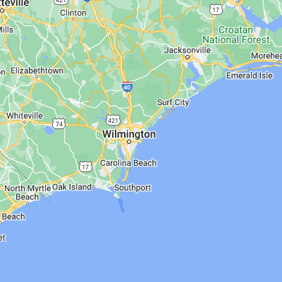 Map showing location of Wrightsville Beach (34.208500, -77.796370)