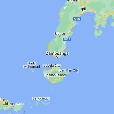 Map showing location of Zamboanga (6.910280, 122.073890)