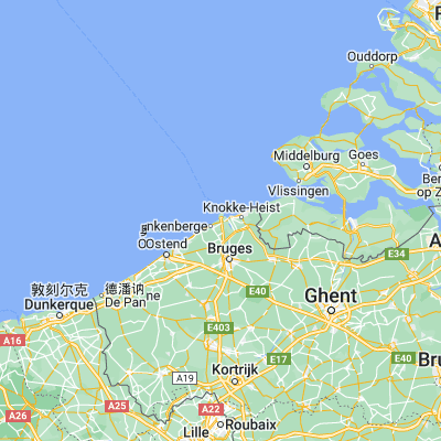 Map showing location of Zeebrugge (51.329020, 3.181880)